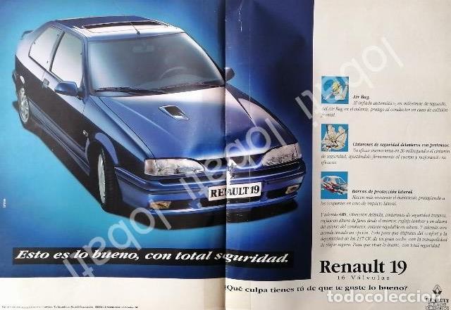 Colecionismo de cartazes: CARTEL ANTIGUO ORIGINAL DE AFICHE DE AUTOS RENAULT 19 1993 / 864