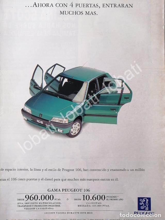 Colecionismo de cartazes: CARTEL ANTIGUO ORIGINAL DE PUBLICIDAD RETRO DE AUTOS PEUGEOT 106 1993 / 875