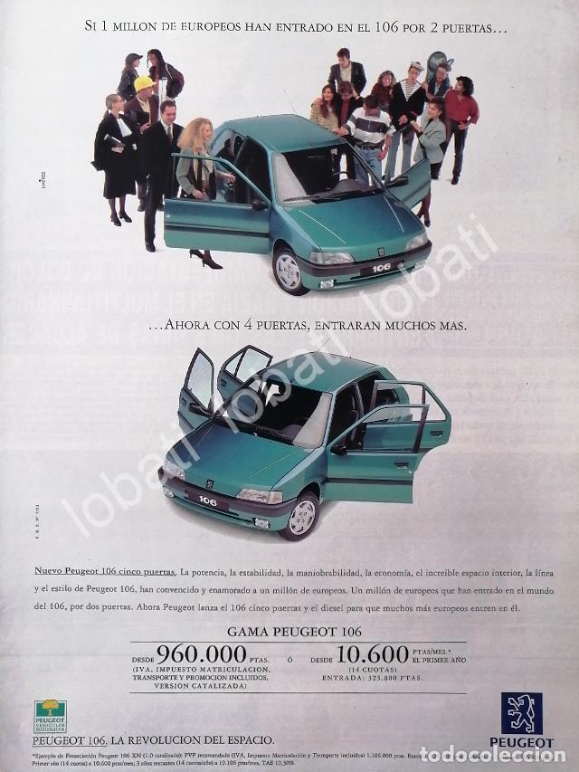 Colecionismo de cartazes: CARTEL ANTIGUO ORIGINAL DE PUBLICIDAD RETRO DE AUTOS PEUGEOT 106 1993 / 873