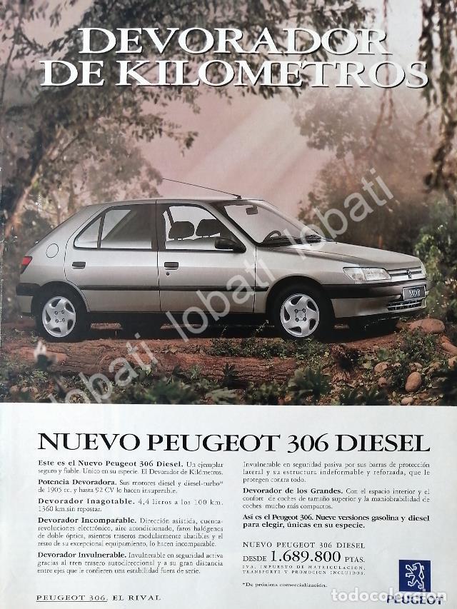 Colecionismo de cartazes: CARTEL ANTIGUO ORIGINAL DE PUBLICIDAD RETRO DE AUTOS PEUGEOT 306 DIESEL 1993 / 872