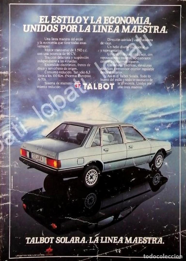 Colecionismo de cartazes: CARTEL ANTIGUO ORIGINAL DE DE AUTOS TALBOT SOLARA 1981 /880