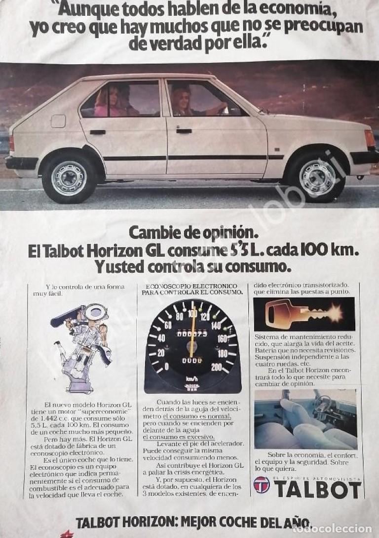 Colecionismo de cartazes: CARTEL ANTIGUO ORIGINAL DE DE AUTOS TALBOT HORIZON 1991 /881