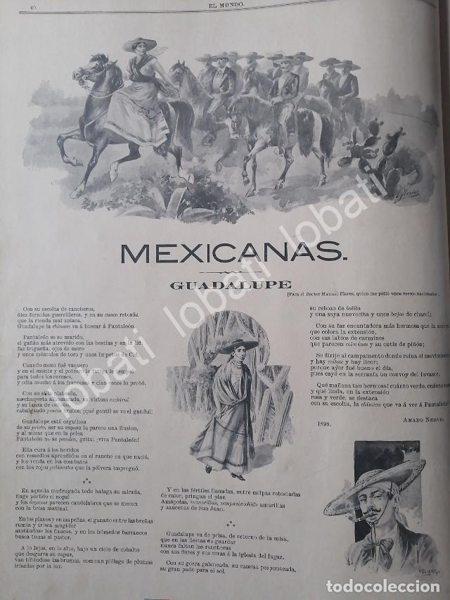 Collectionnisme d'affiches: CARTEL ANTIGUO ORIGINAL DE POEMA INEDITO DE AMADO NERVO. MEXICANAS-GUADALUPE 1899 DIBUJO DE CARLOS A