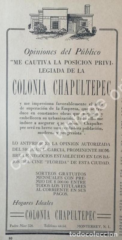 Poster collecting: CARTEL ANTIGUO ORIGINAL DE INAUGURAN LA COLONIA. CHAPULTEPEC 1944 MONTERREY