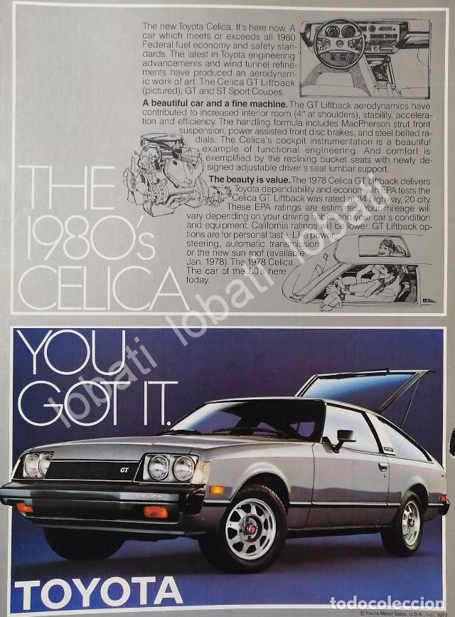 Poster collecting: CARTEL ANTIGUO ORIGINAL DE AUTOS TOYOTA CELICA GT 1980 /980 RARO