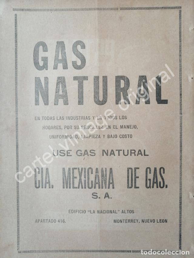 Poster collecting: CARTEL ANTIGUO ORIGINAL DE GAS NATURAL , CIA. MEXICANA DE GAS S.A MONTERREY 1942