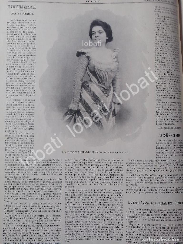 Poster collecting: CARTEL ANTIGUO ORIGINAL DE NOTA. LA CANTANTE ROSALIA, CHALIA HERRERA 1899 /FEP