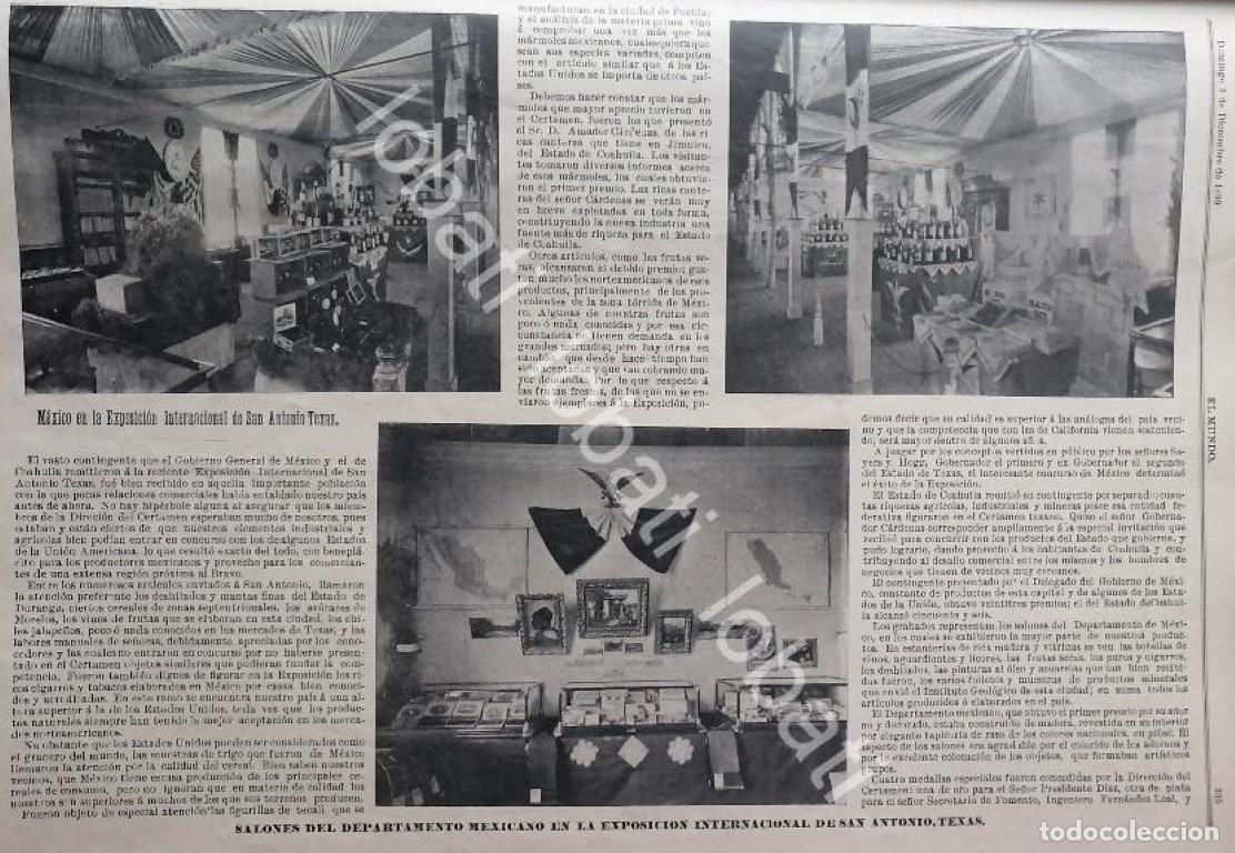 Poster collecting: CARTEL ANTIGUO ORIGINAL DE MEXICO EN EXPOSICION INTERNACIONAL. SAN ANTONIO. TX 1899