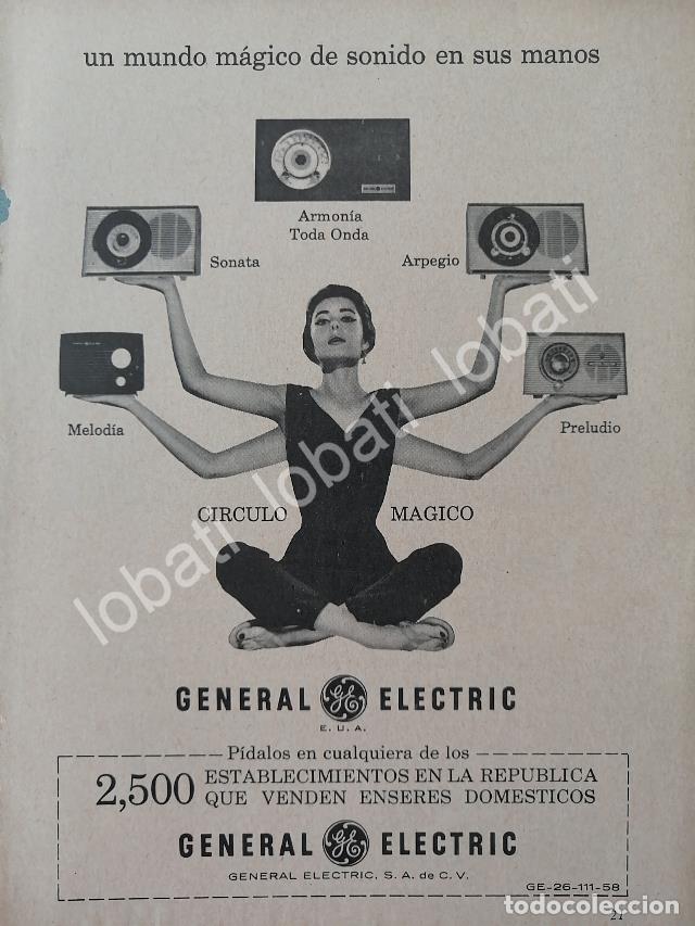 Collectionnisme d'affiches: CARTEL ANTIGUO ORIGINAL DE MINI RADIOS GENERAL ELECTRIC 1950s / 276