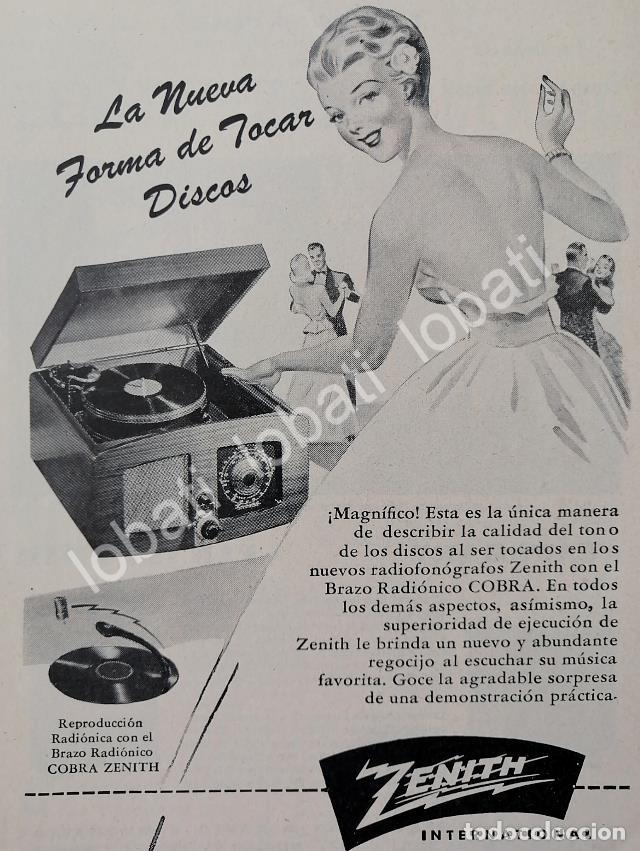 Collectionnisme d'affiches: CARTEL ANTIGUO ORIGINAL DE MINI TOCA DISCOS ZENITH 1950s / 277