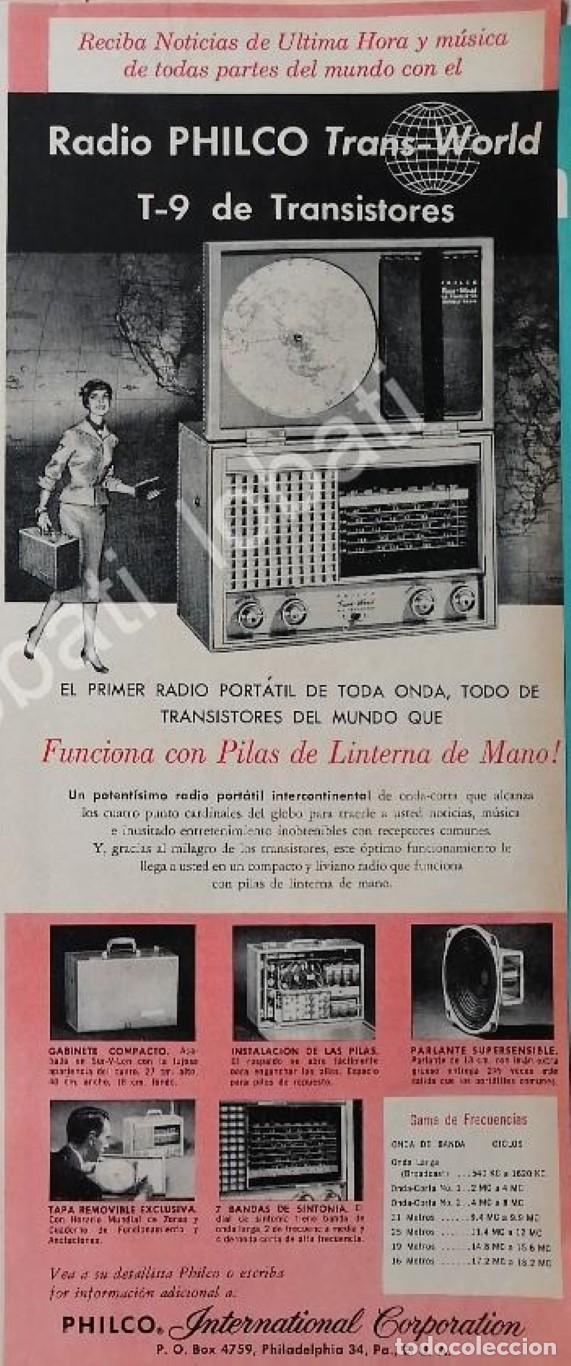 Collectionnisme d'affiches: CARTEL ANTIGUO ORIGINAL DE RADIOS PHILCO TRANS-WORLD 1958 /341