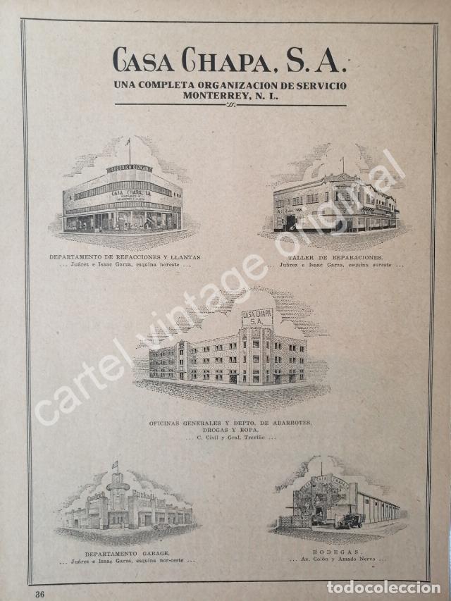 Collectionnisme d'affiches: CARTEL ANTIGUO ORIGINAL DE CASA CHAPA S.A 1941 MONTERREY