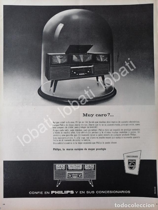 Collectionnisme d'affiches: CARTEL ANTIGUO ORIGINAL DE RADIOS Y CONSOLA DE AUDIO PHILIPS 1963 /353
