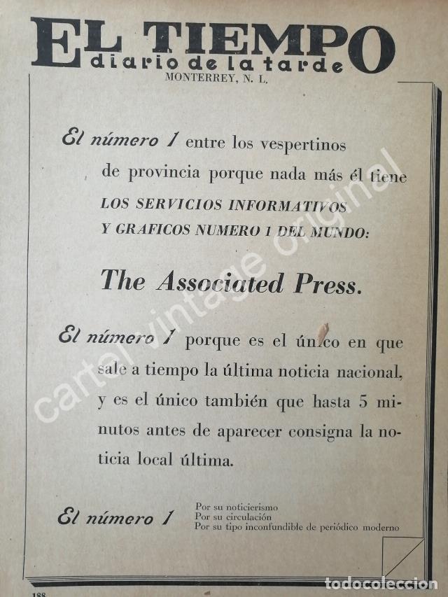 Collectionnisme d'affiches: CARTEL ANTIGUO ORIGINAL DE PERIODICO EL TIEMPO 1942 DE MONTERREY
