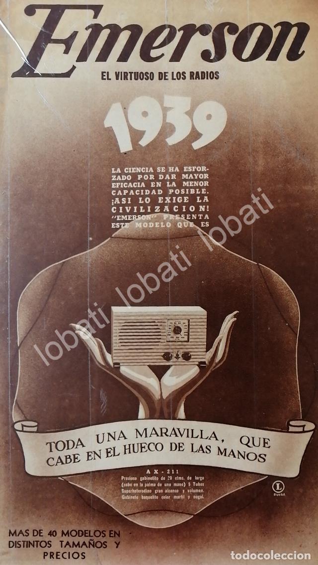 Collectionnisme d'affiches: CARTEL ANTIGUO ORIGINAL DE PUBLICIDAD ANTIGUA RADIOS EMERSON 1939 /395