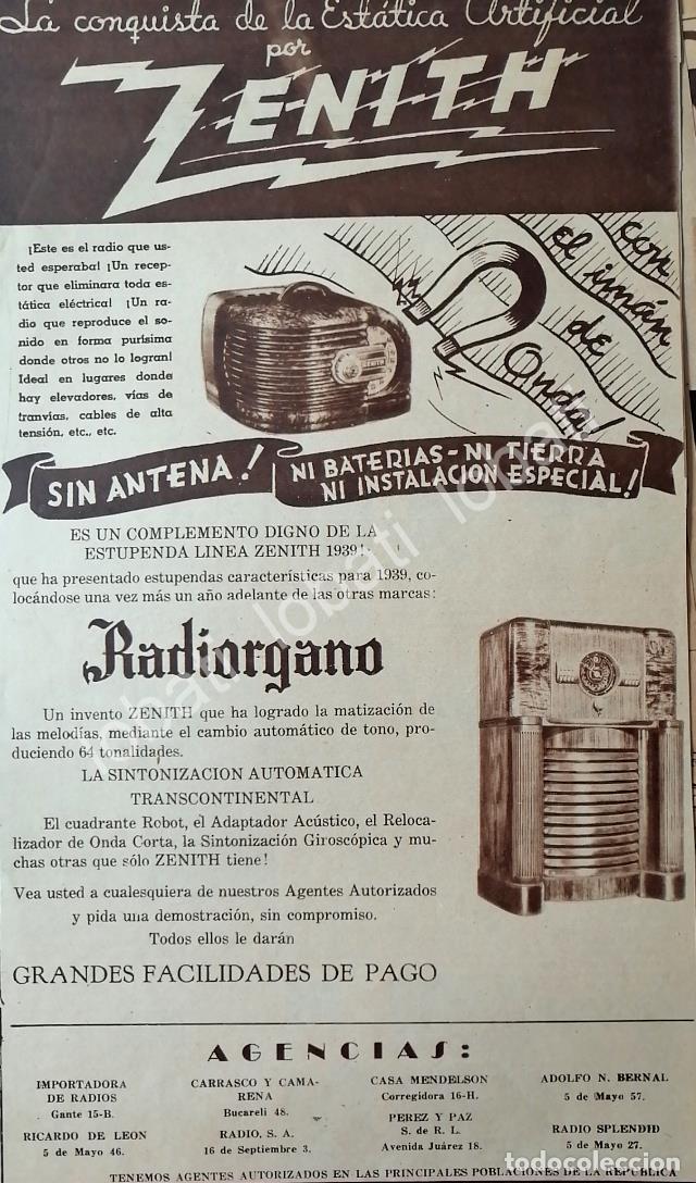Collectionnisme d'affiches: CARTEL ANTIGUO ORIGINAL DE RADIOS RADIORGANO ZENITH 1939 /398 RARO