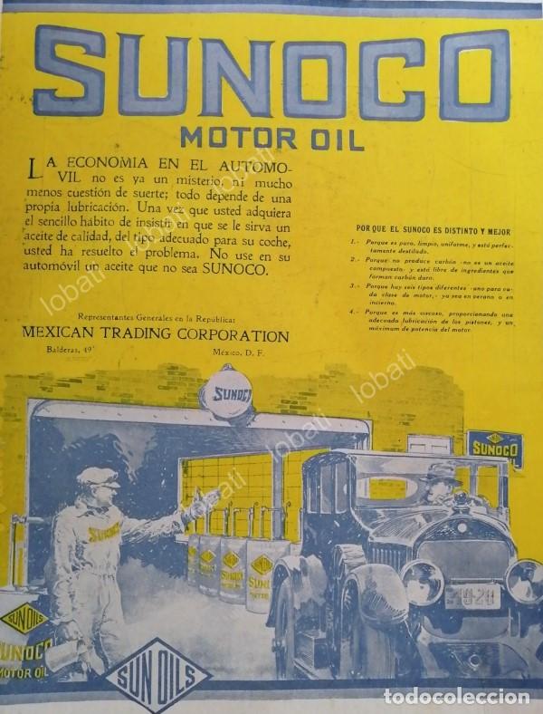 Collectionnisme d'affiches: CARTEL ANTIGUO ORIGINAL DE ACEITE DE MOTOR SUNOCO 1922 / 2