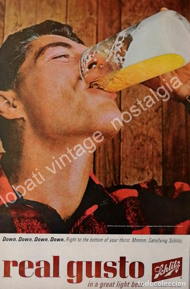 Collectionnisme d'affiches: CARTEL ANTIGUO ORIGINAL DE CERVEZA SCHLITZ 1964 / MUY RARO
