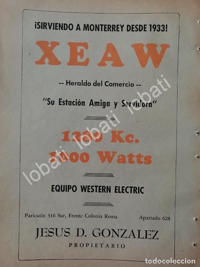 Collectionnisme d'affiches: CARTEL ANTIGUO ORIGINAL DE RADIO DIFUSORA XEAW 1952 MONTERREY. / N92