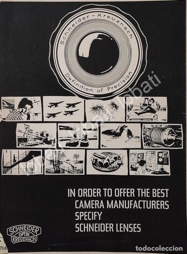 Collectionnisme d'affiches: CARTEL ANTIGUO ORIGINAL DE CAMARAS SCHNEIDER KREUZNACH 1969 /425