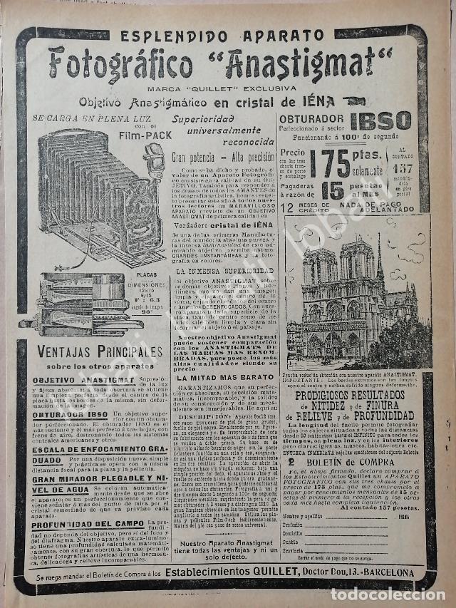 Collectionnisme d'affiches: CARTEL ANTIGUO ORIGINAL DE CAMARAS QUILLET ANASTIGMAT 1913 /423 RARO