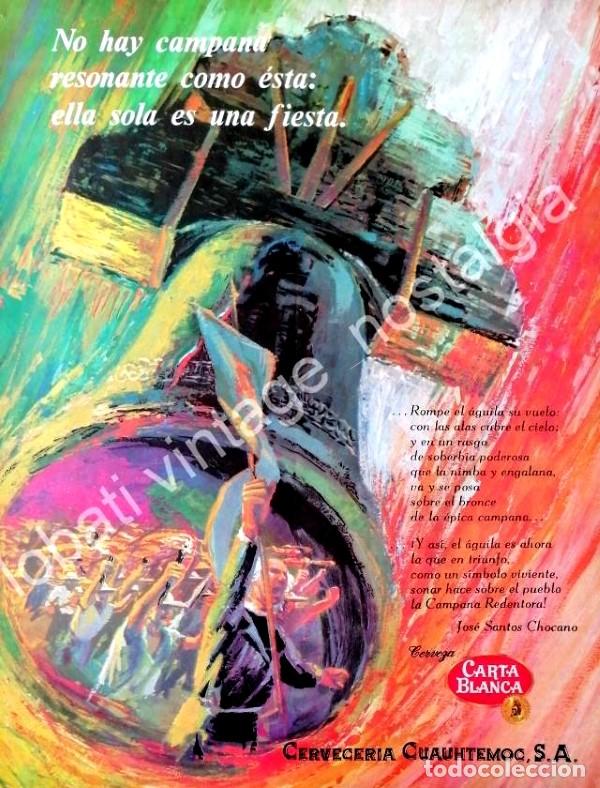 Collectionnisme d'affiches: CARTEL ANTIGUO ORIGINAL DE CERVEZA CARTA BLANCA FIESTA PATRIA, 1960s. PUBLICIDAD ARTISTICA
