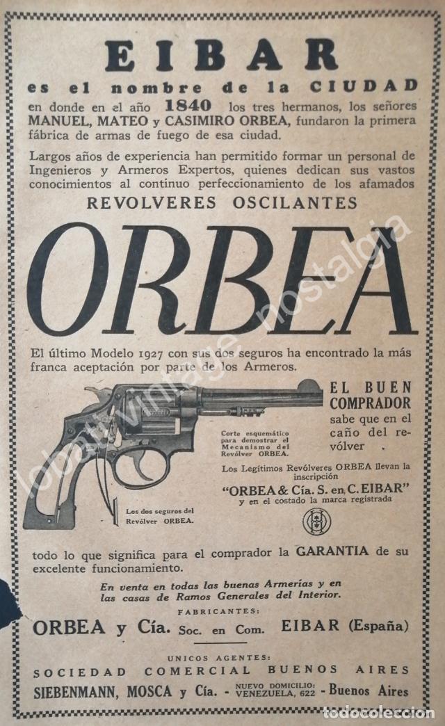 Collectionnisme d'affiches: CARTEL ANTIGUO ORIGINAL DE ARMAS. REVOLVER ORBEA 1927 / MUY RARO