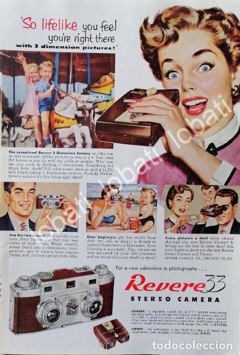 Collectionnisme d'affiches: CARTEL ANTIGUO ORIGINAL DE CAMARAS FOTOGRAFICAS REVERE 33 STEREO 1953 /525