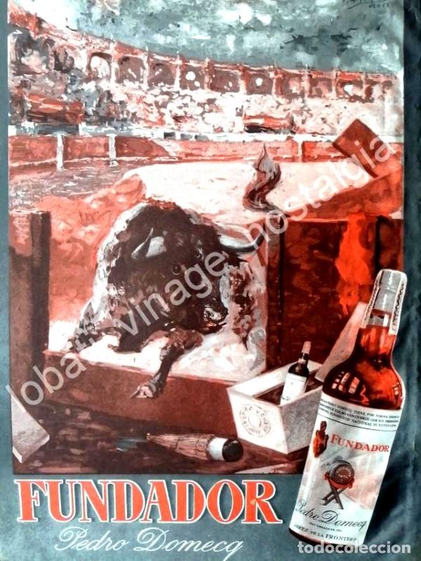 Collectionnisme d'affiches: CARTEL ANTIGUO ORIGINAL DE BRANDY FUNDADOR. DIBUJO DE FERNANDO TORO RAMIREZ 1950s