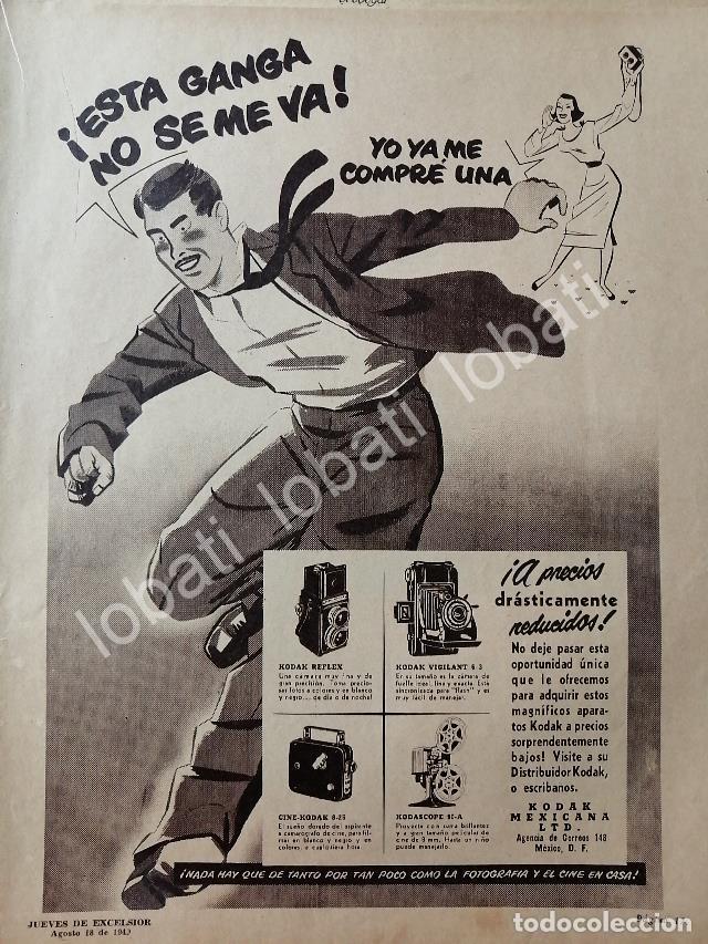 Collectionnisme d'affiches: CARTEL ANTIGUO ORIGINAL DE CAMARAS KODAK MEXICANA 1949 /547