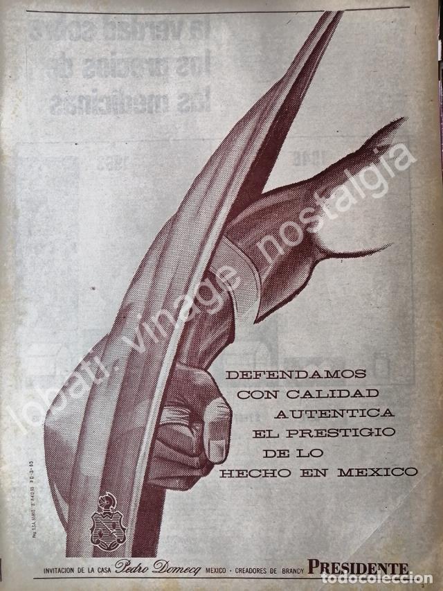 Collectionnisme d'affiches: CARTEL ANTIGUO ORIGINAL DE BRANDY PRESIDENTE 1965 PEDRO DOMEQC