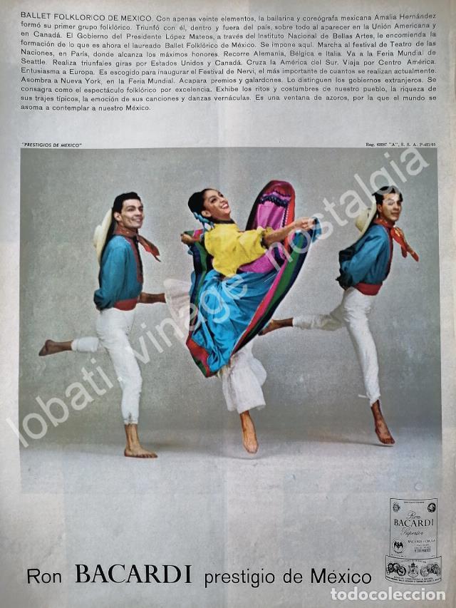 Collectionnisme d'affiches: CARTEL ANTIGUO ORIGINAL DE VINOS BACARDI Y EL BALLET FOLKLORICO DE MEXICO 1965 /FEP