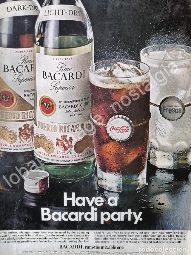 Poster collecting: CARTEL ANTIGUO ORIGINAL DE RON BACARDI Y COCA COLA 1970 INICIOS DE LA ALIANZA /RARO