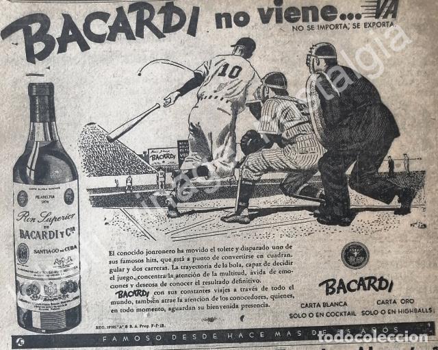 Poster collecting: CARTEL ANTIGUO ORIGINAL DE RON BACARDI Y EL BEISBOL 1947