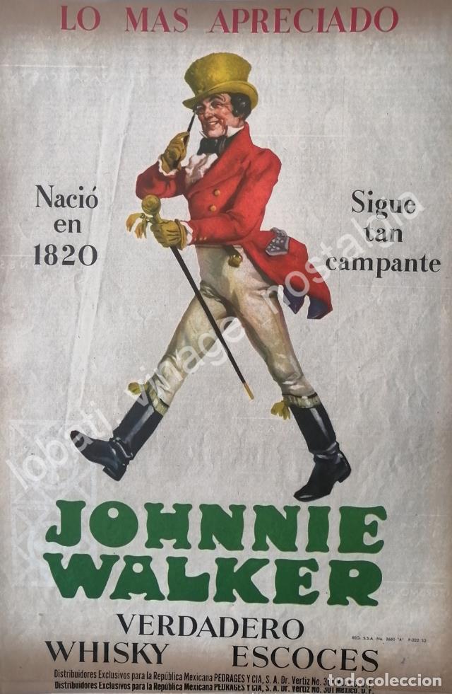 Poster collecting: CARTEL ANTIGUO ORIGINAL DE WHISKY JHONNIE WALKER 1960 LO MAS APRECIADO