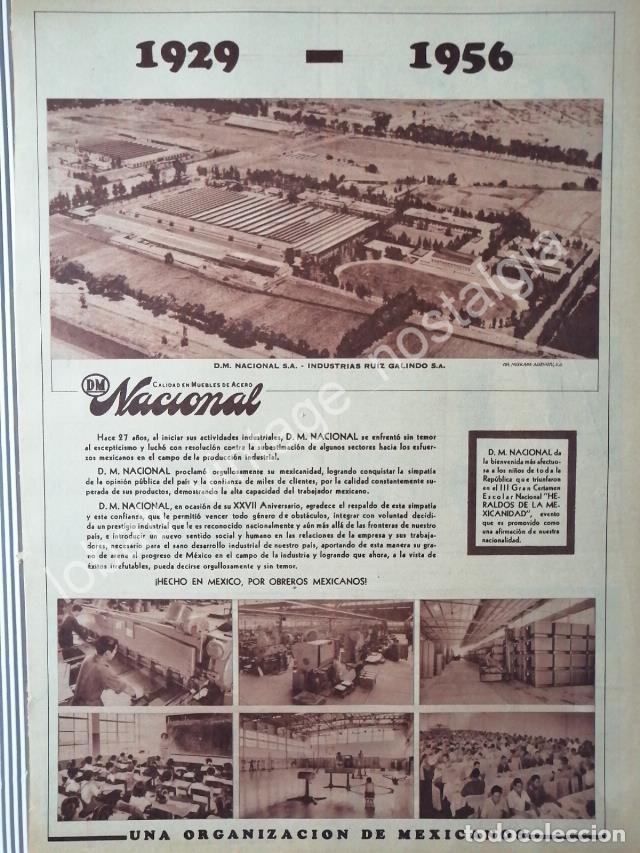 Poster collecting: CARTEL ANTIGUO ORIGINAL DE D.M. NACIONAL. INDUSTRIAS RUIZ GALINDO S.A 1956 Y SU PLANTA