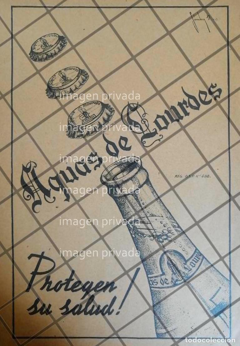 Poster collecting: CARTEL PUBLICITARIO RETRO AGUA MINERAL AGUAS DE LOURDES 1937