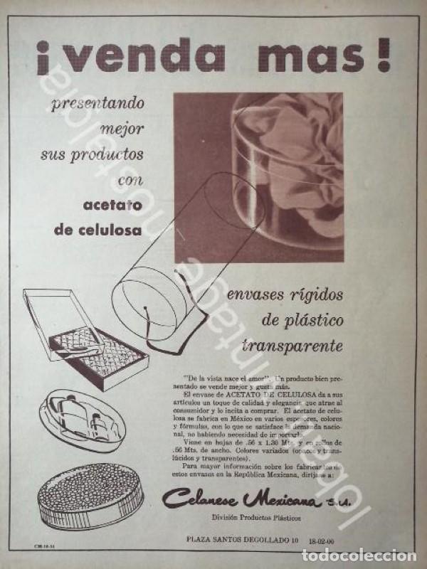 Poster collecting: CARTEL ANTIGUO ORIGINAL DE CELANESE MEXICANA S.A Y ACETATO DE CELULOSA 1956