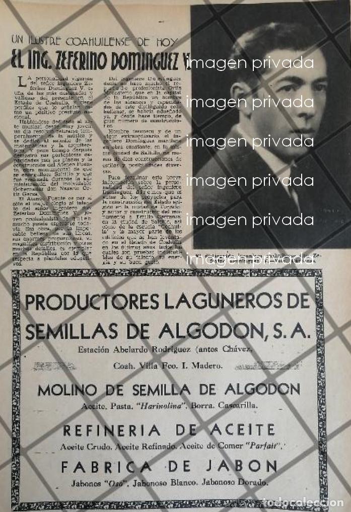 Poster collecting: AFICHE ANTIGUO QRQ. ZEFERINO DOMINGUEZ VILLARREAL COAHUILA 1937
