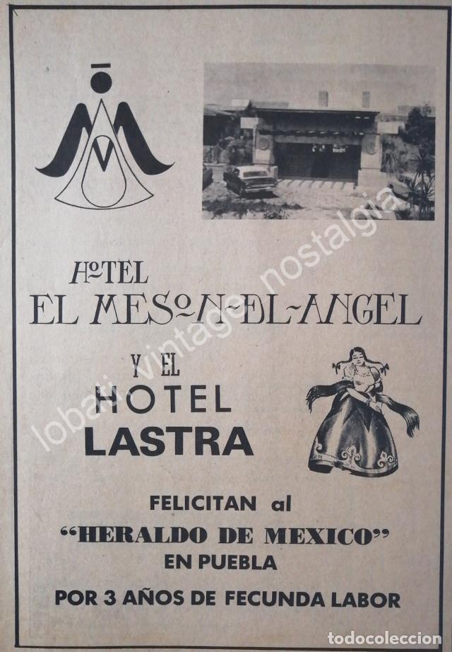 Poster collecting: CARTEL ANTIGUO ORIGINAL DE HOTEL EL MESON DEL ANGEL , PUEBLA 1967
