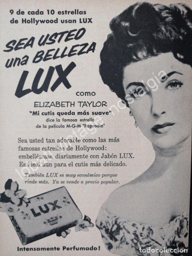 Sammeln von Plakaten: CARTEL ANTIGUO ORIGINAL DE CARTELITO. LIZ TAYLOR Y JABONES LUX 1954 / FEP