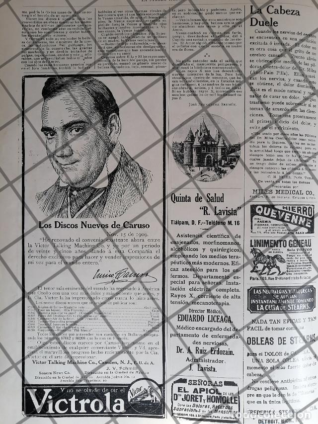 Sammeln von Plakaten: CARTEL ANTIGUO DISCOS VICTROLA Y ENRICO CARUSO 1910