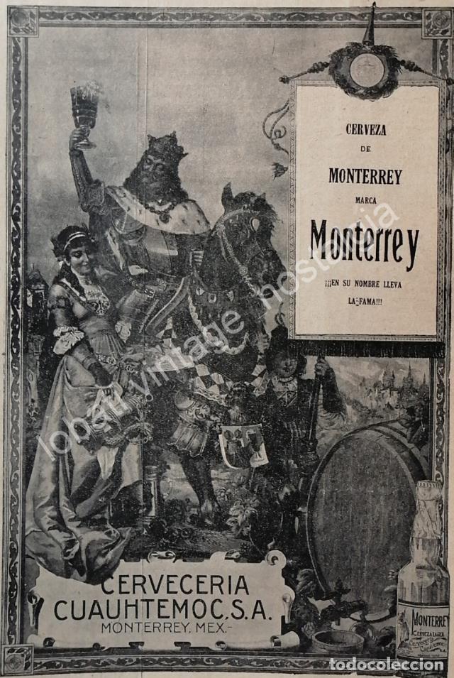 Sammeln von Plakaten: CARTEL ANTIGUO ORIGINAL DE CERVEZA MONTERREY 1910 CERVECERIA CUAUHTEMOC / muy raro