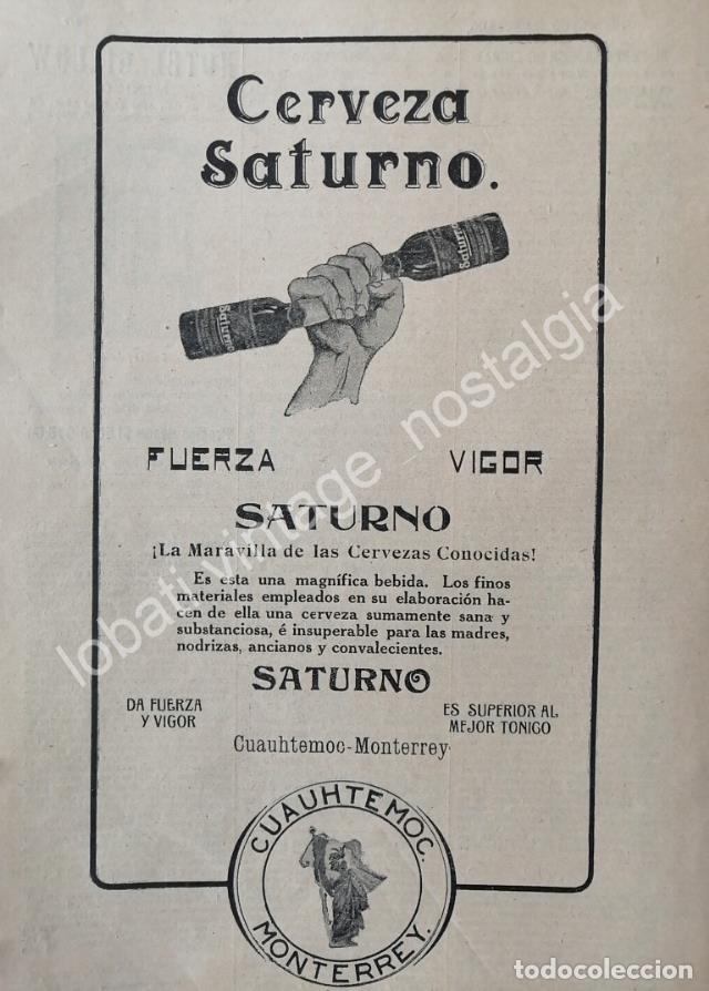 Sammeln von Plakaten: CARTEL ANTIGUO ORIGINAL DE CERVEZA SATURNO 1910 / MUY RARO / CHICO