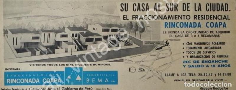 Collectionnisme d'affiches: CARTEL ANTIGUO ORIGINAL DE COLONIA. RINCONADA COAPA 1969 INMOBILIARIA BEMA S.A