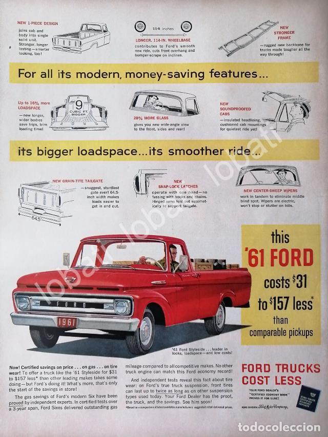 Collectionnisme d'affiches: CARTEL ANTIGUO ORIGINAL DE AUTOS PICKUP FORD STYLESIDE 1961 /486
