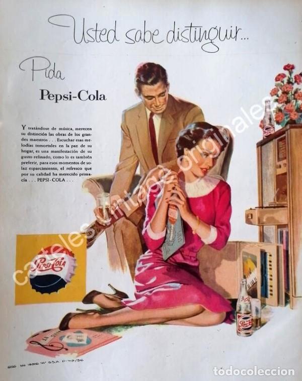 Collectionnisme d'affiches: CARTEL ANTIGUO ORIGINAL DE REFRESCOS PEPSI 1956 /5 PUBLICIDAD ARTISTICA