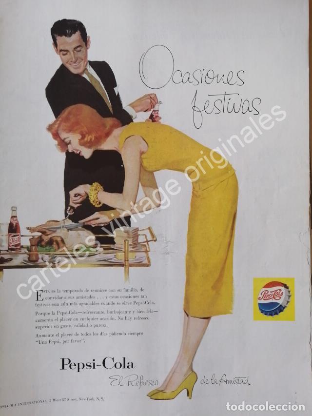 Collectionnisme d'affiches: CARTEL ANTIGUO ORIGINAL DE PEPSI 1956. PUBLICIDAD ARTISTICA /10