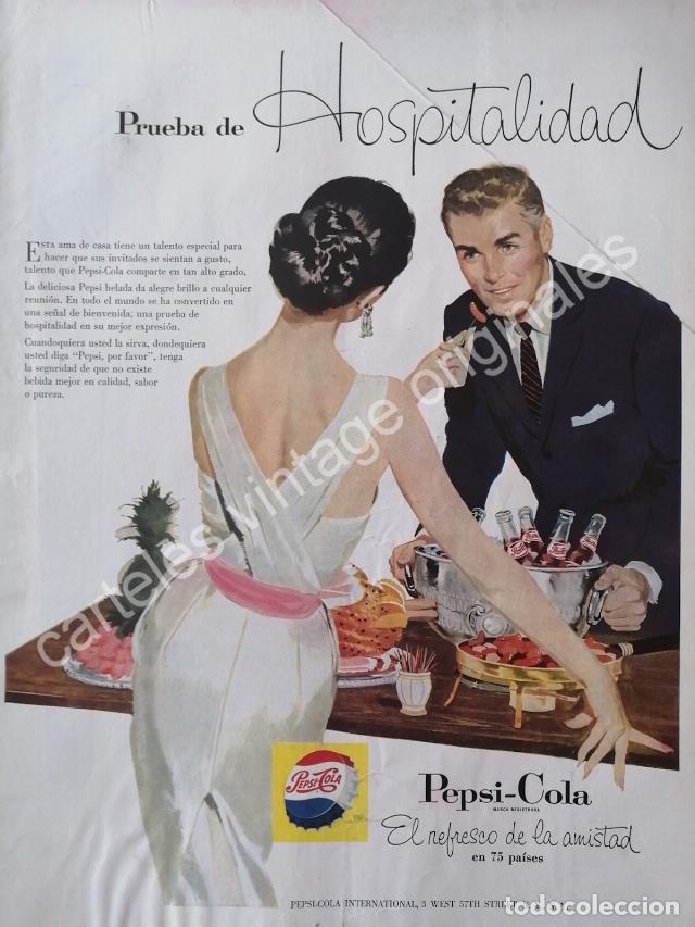 Collectionnisme d'affiches: CARTEL ANTIGUO ORIGINAL DE PEPSI 1957. PUBLICIDAD ARTISTICA /16