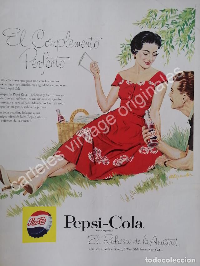 Collectionnisme d'affiches: CARTEL ANTIGUO ORIGINAL DE PEPSI 1956. PUBLICIDAD ARTISTICA /15